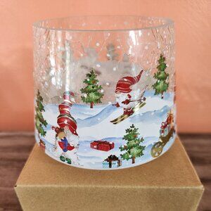 Yankee Candle Clear Crackle Jar Shade J/S Christmas Gnomes NEW